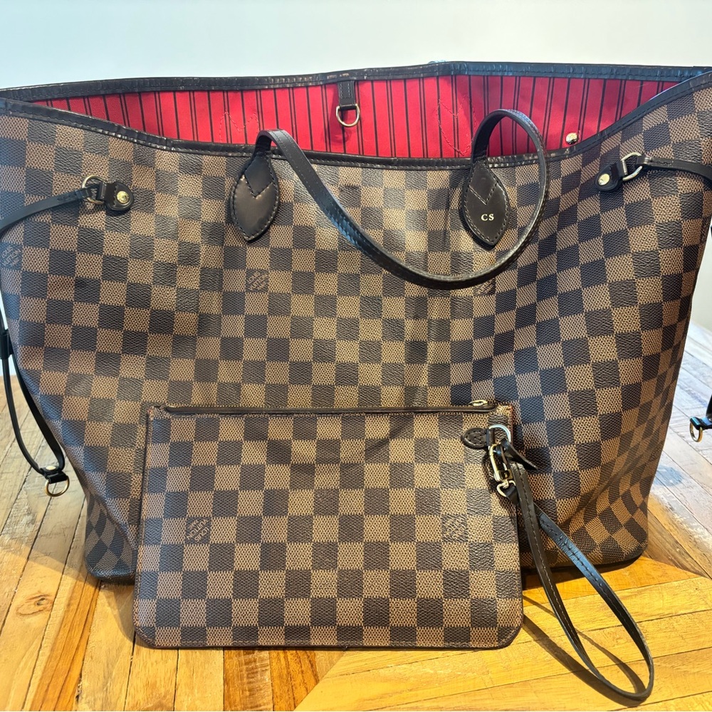 Louis Vuitton Neverfull GM Damier Ebene Tote Bag with pouch & dustbag